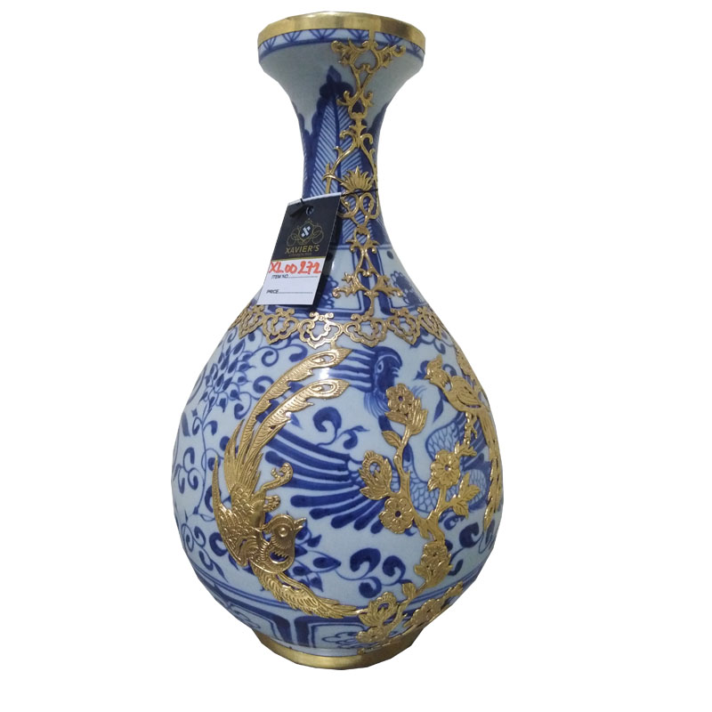 Elegant Blue & Gold Porcelain Vase