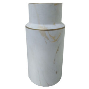 Elegant White Marble-Style Vase with Gold Accents