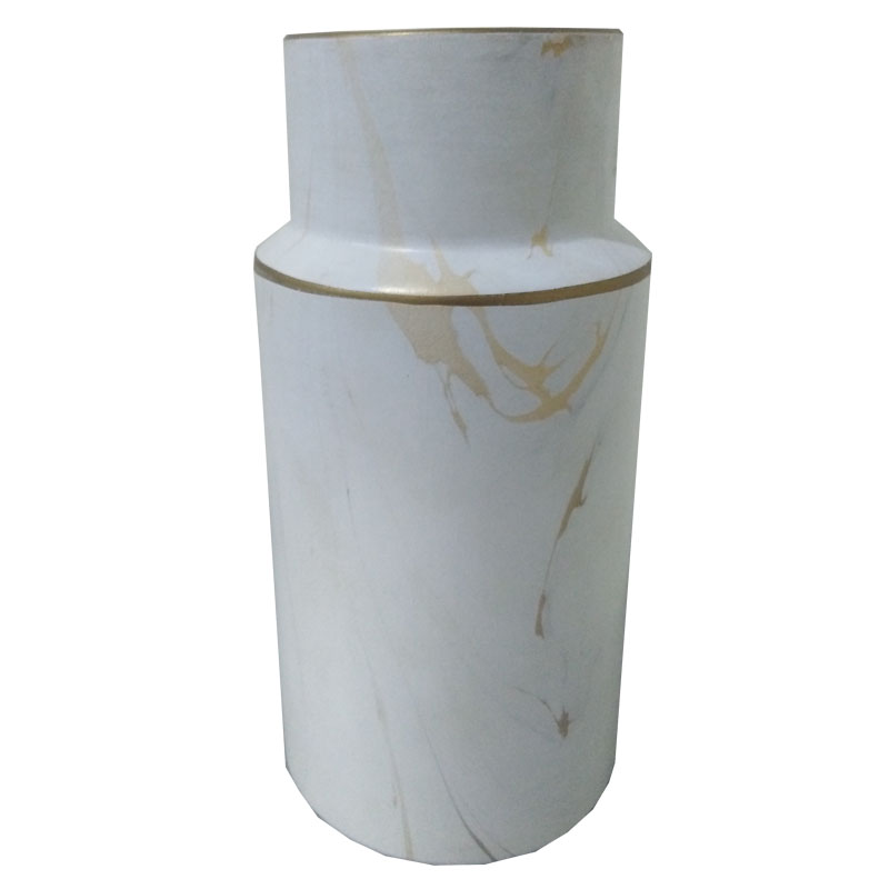 Elegant White Marble-Style Vase with Gold Accents