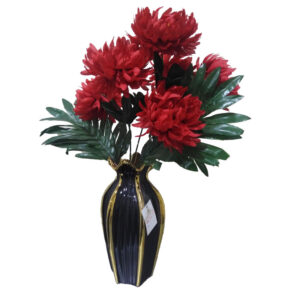 Luxury Artificial Red Dahlia Arrangement in Elegant Vase
