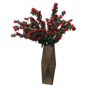 Elegant Artificial Red Rose Bouquet in Geometric Vase